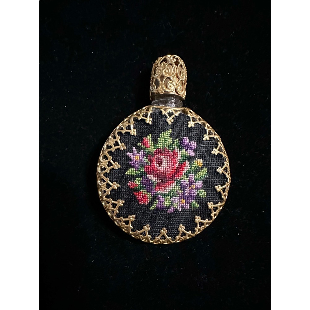 Vintage Miniature Decorative Purse Perfume Bottle Petit Point